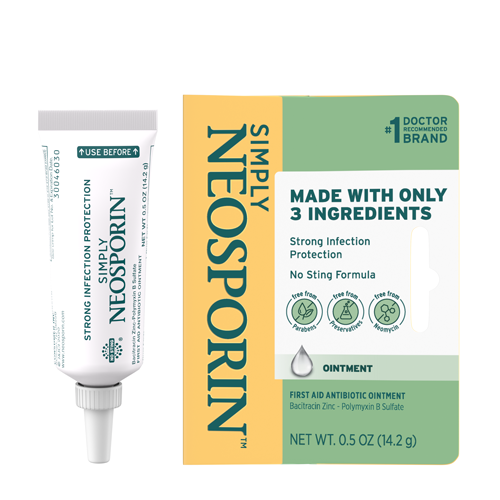 Envase del producto SIMPLY NEOSPORIN™ – Three Ingredient Antibiotic Ointment